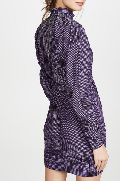 Ganni Purple Seersucker Check Dress
