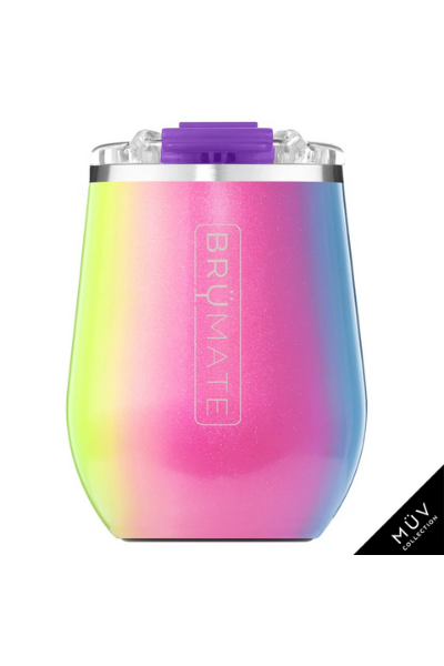 UNCORK'D WINE GLASS by BruMate | Glitter Rainbow